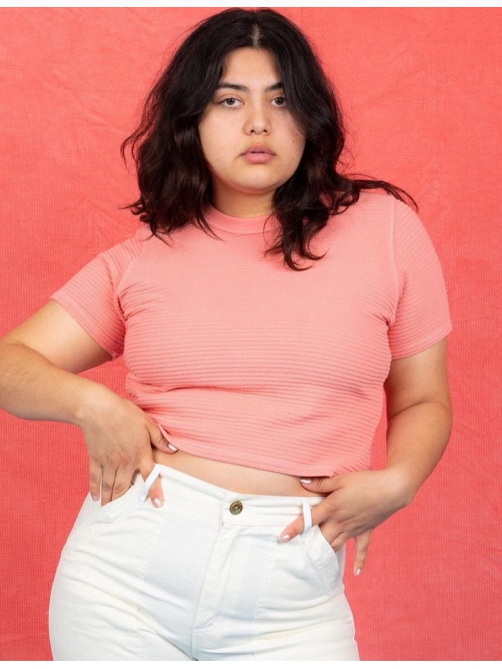 Big Bud Press Pink Ribbed Crop Top